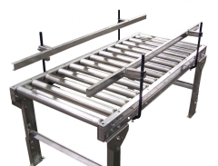 Gravity roller conveyor section, side view